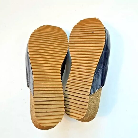 Josef Seibel Meike Platform Wedge Sandals Size 7.5 EU 38 Dark Blue Leather Slide - Picture 8 of 8